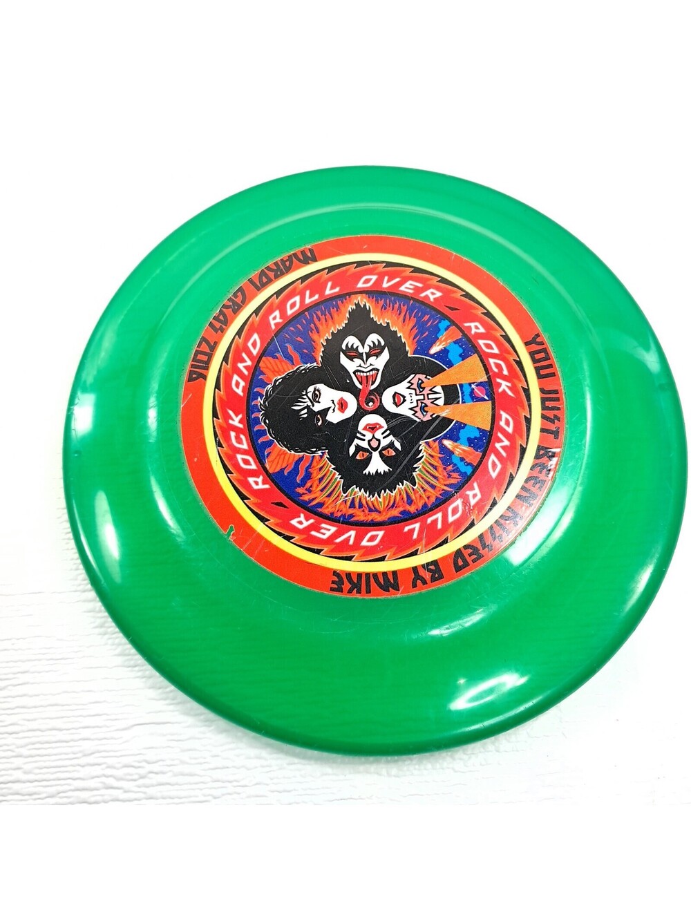 KISS Frisbee Rock And Roll Over Gene Simmons Ace Frehley green Mardi Gras 2016